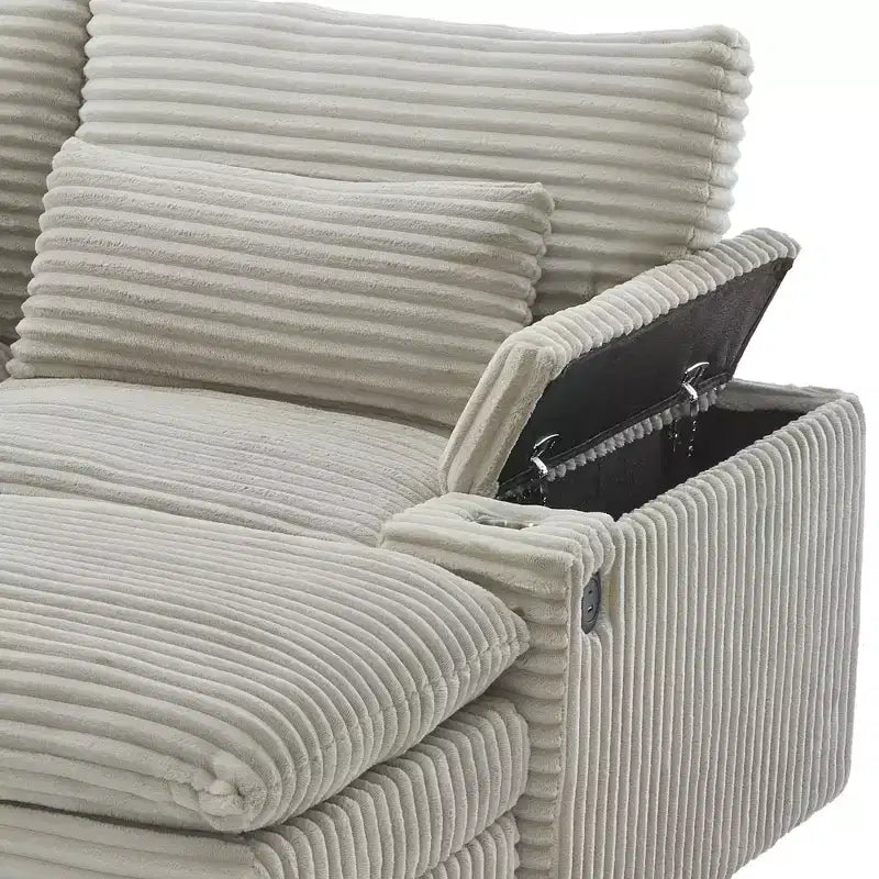 Canapé d'angle moderne 70,9" avec rangement, poufs, 4 ports et 2 porte-gobelets