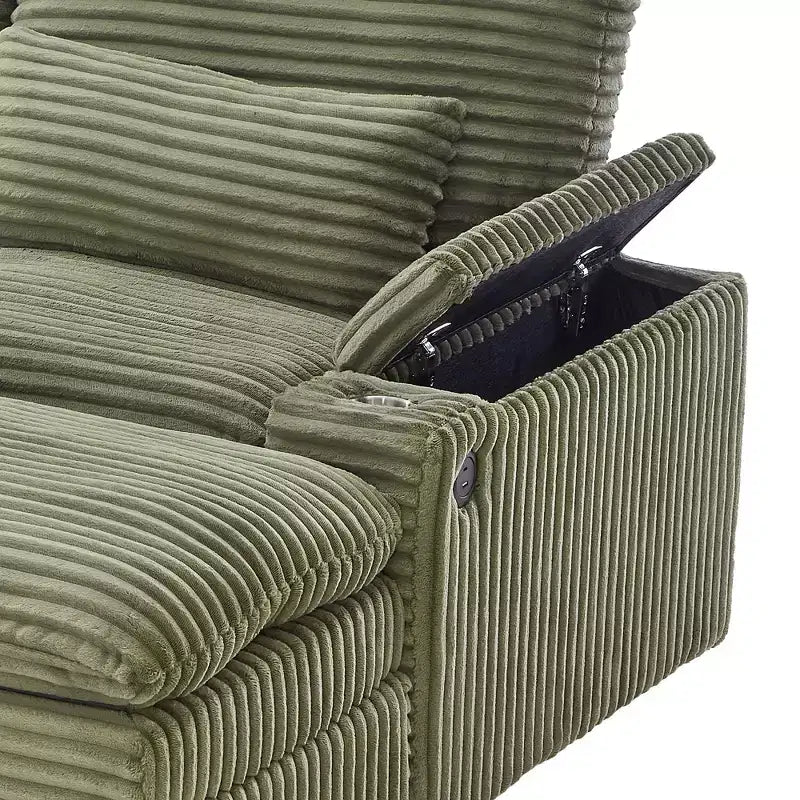 Canapé d'angle moderne 70,9" avec rangement, poufs, 4 ports et 2 porte-gobelets