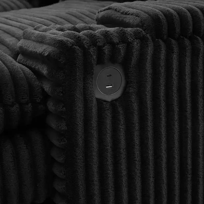 Canapé d'angle moderne 70,9" avec rangement, poufs, 4 ports et 2 porte-gobelets