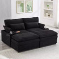 Canapé d'angle moderne 70,9" avec rangement, poufs, 4 ports et 2 porte-gobelets