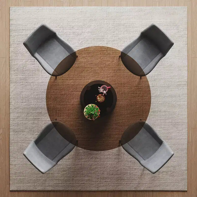 Ensemble de salle à manger GDFStudio Zephyr moderne 5 pièces avec table ronde en verre trempé et chaises rembourrées en similicuir