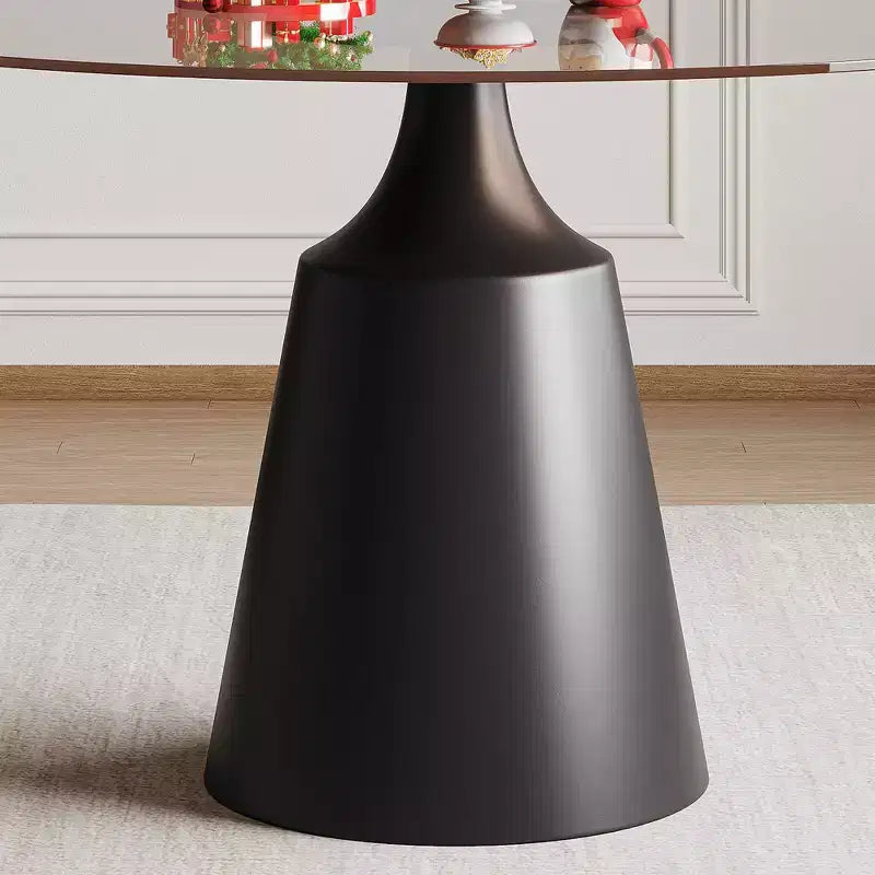 Ensemble de salle à manger GDFStudio Zephyr moderne 5 pièces avec table ronde en verre trempé et chaises rembourrées en similicuir