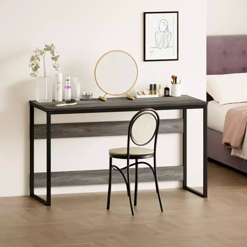 Bureau informatique 52 po Cadre métallique Table d'étude Poste de travail à domicile avec compartiment de rangement