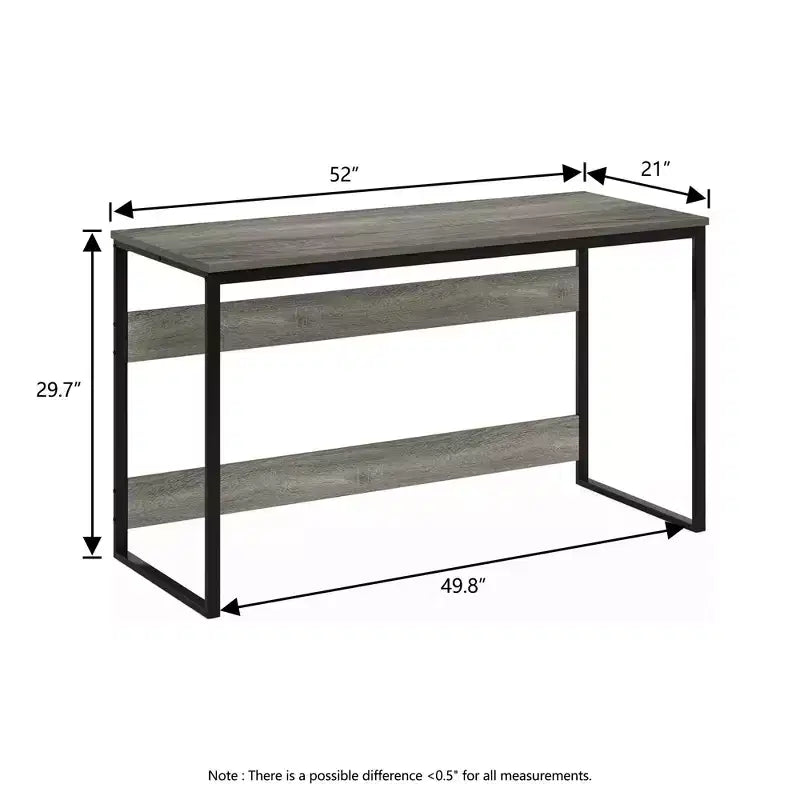 Bureau informatique 52 po Cadre métallique Table d'étude Poste de travail à domicile avec compartiment de rangement