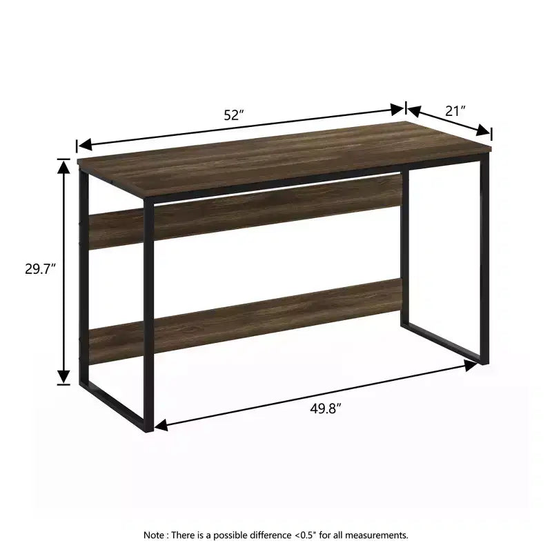 Bureau informatique 52 po Cadre métallique Table d'étude Poste de travail à domicile avec compartiment de rangement