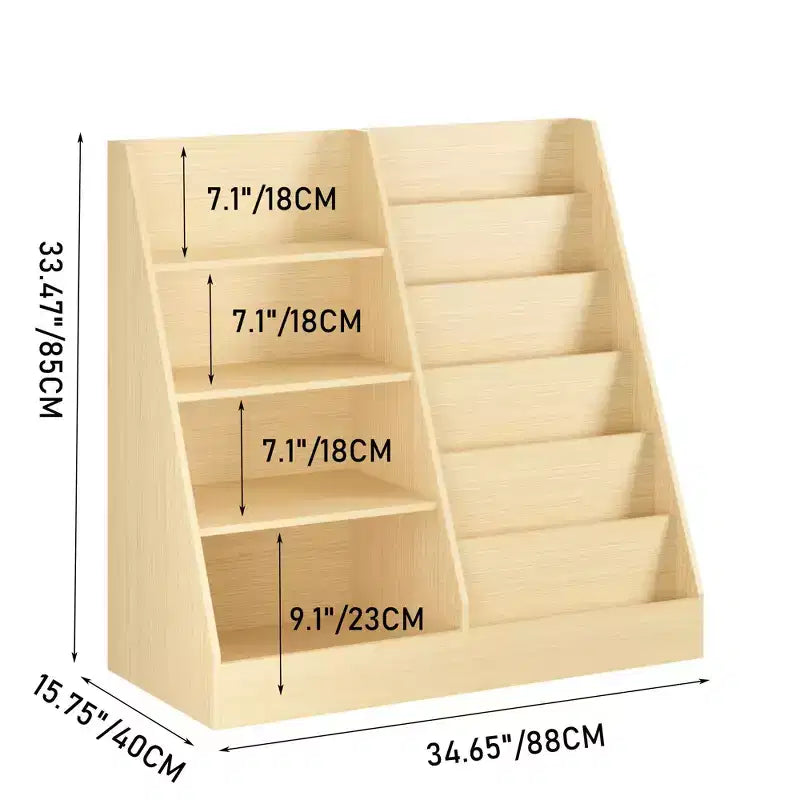 Bibliothèque pour enfants 4 niveaux multifonctionnelle avec rangement pour jouets, étagère en bois pour chambre d'enfant, salle de jeux, avec présentoir