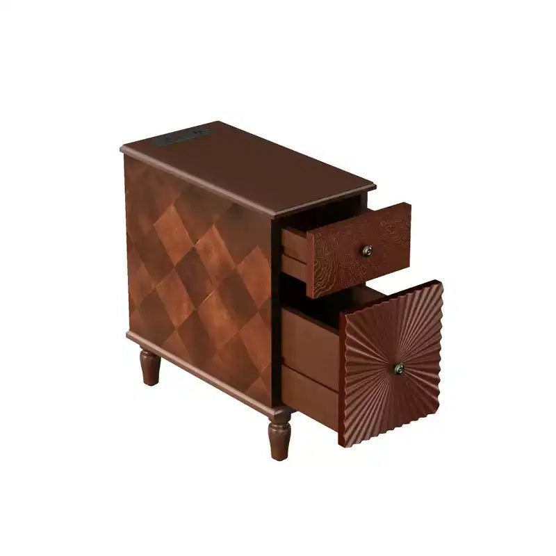 Table d'appoint de 61 cm de haut pour canapé, de style moderne, avec deux tiroirs spacieux et un plateau généreux, idéale comme table d'appoint étroite pour salon