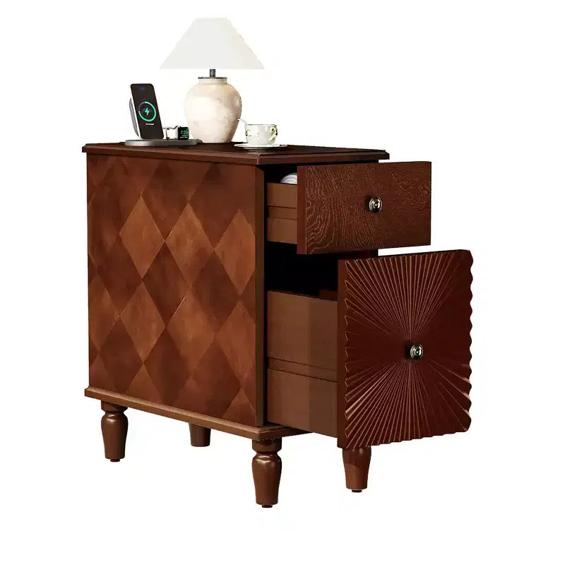 Table d'appoint de 61 cm de haut pour canapé, de style moderne, avec deux tiroirs spacieux et un plateau généreux, idéale comme table d'appoint étroite pour salon