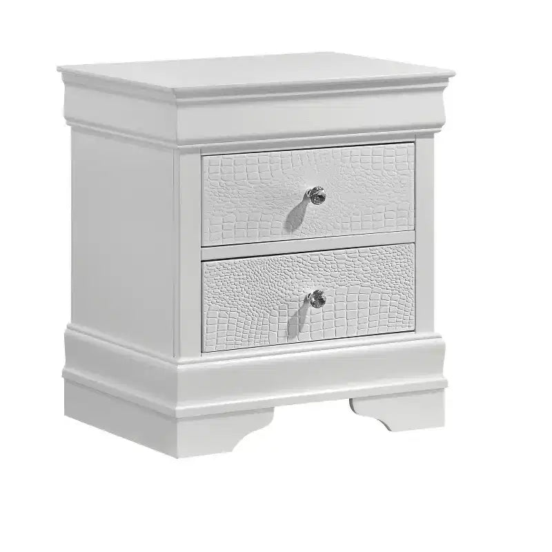 Table de chevet 2 tiroirs de style moderne en bois blanc