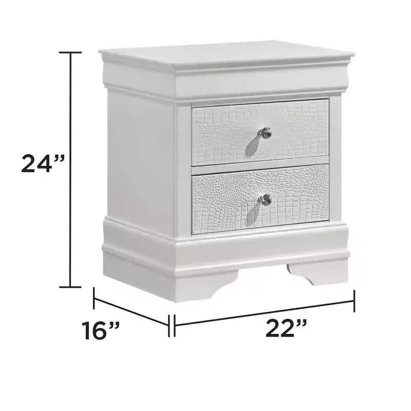 Table de chevet 2 tiroirs de style moderne en bois blanc