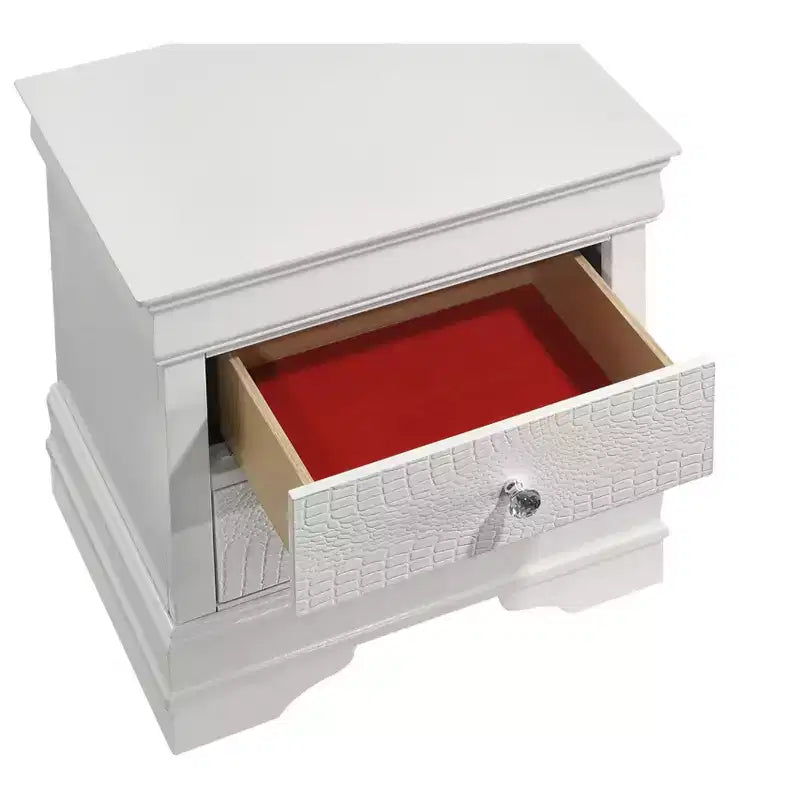 Table de chevet 2 tiroirs de style moderne en bois blanc