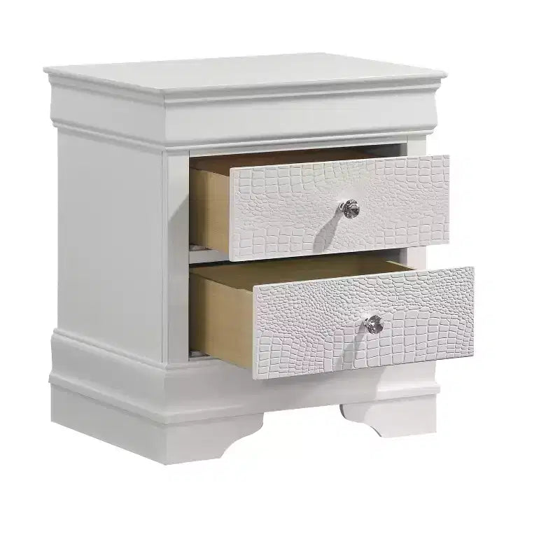 Table de chevet 2 tiroirs de style moderne en bois blanc