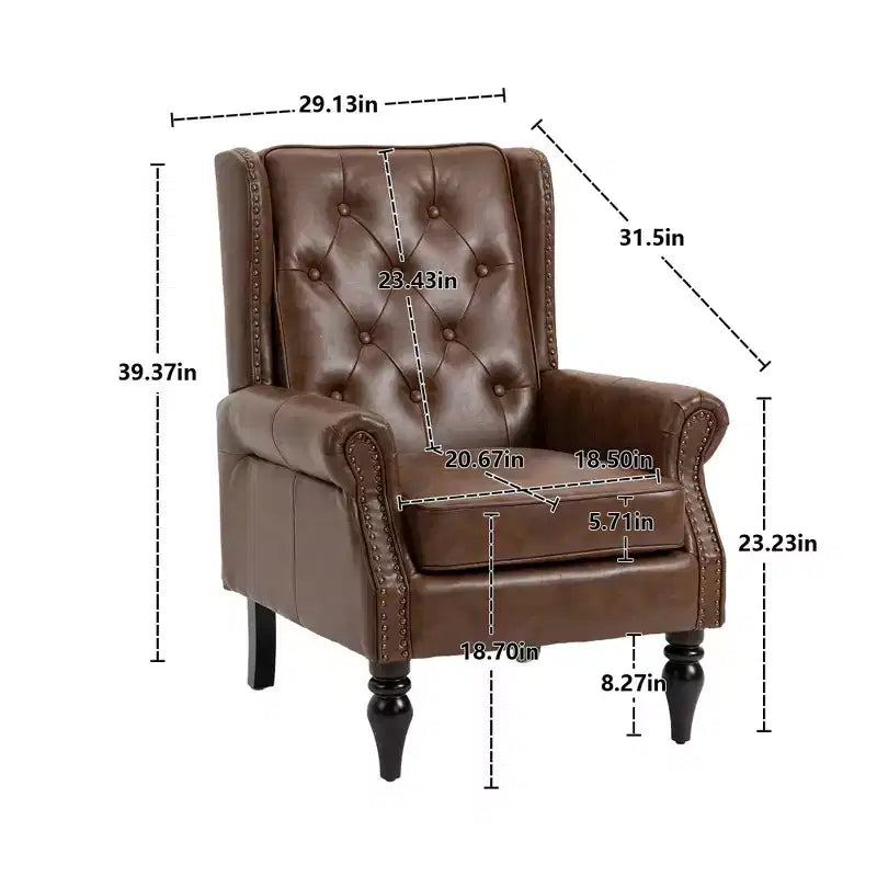 Fauteuil à cadre en bois, pieds en bois robustes, salon chambre à coucher, PU noir