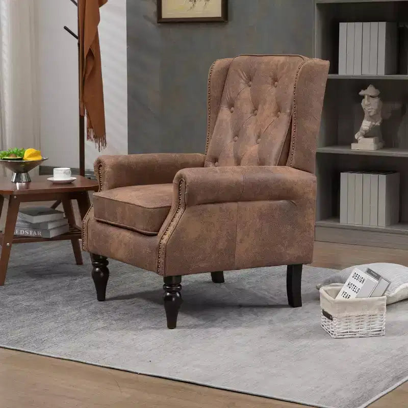 Fauteuil à cadre en bois, pieds en bois robustes, salon chambre à coucher, PU noir