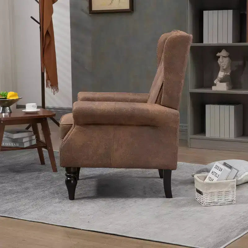 Fauteuil à cadre en bois, pieds en bois robustes, salon chambre à coucher, PU noir