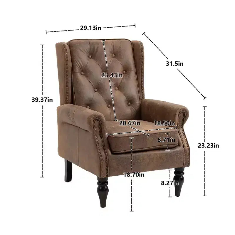 Fauteuil à cadre en bois, pieds en bois robustes, salon chambre à coucher, PU noir