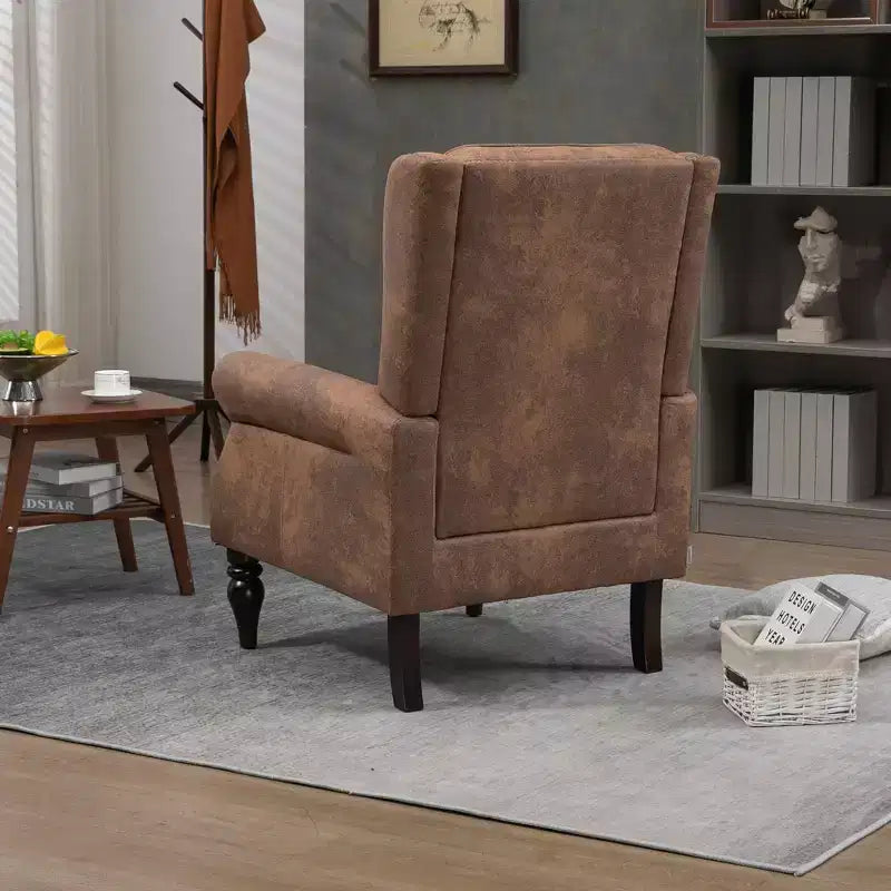 Fauteuil à cadre en bois, pieds en bois robustes, salon chambre à coucher, PU noir