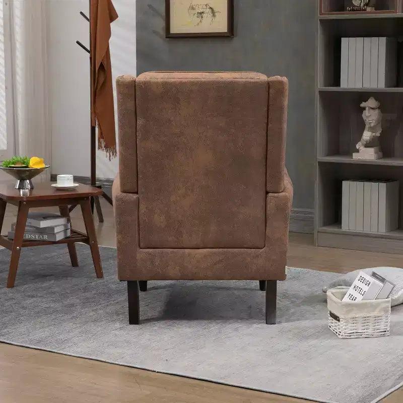 Fauteuil à cadre en bois, pieds en bois robustes, salon chambre à coucher, PU noir