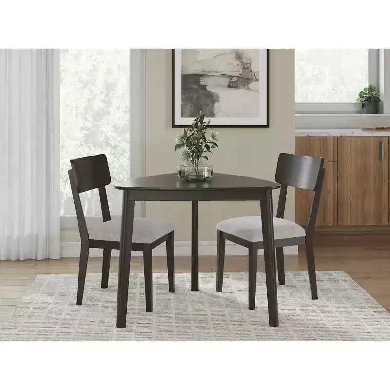 Table à manger triangulaire, Merlots, 3 places, Salle à manger style Mid-Century Modern pour petits espaces