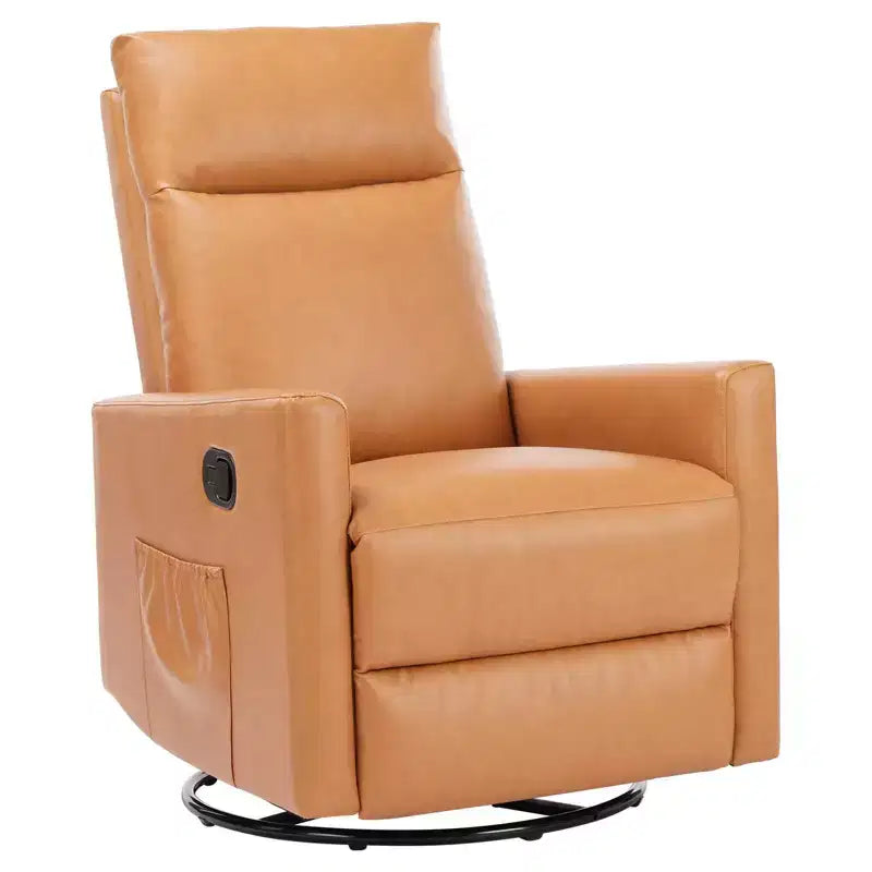 Fauteuil inclinable pivotant, fauteuil de nurserie planeur avec repose-pieds extra large, dossier haut, siège profond, fauteuil d'appoint marron pour salon, chambre d'enfant, chambre à coucher