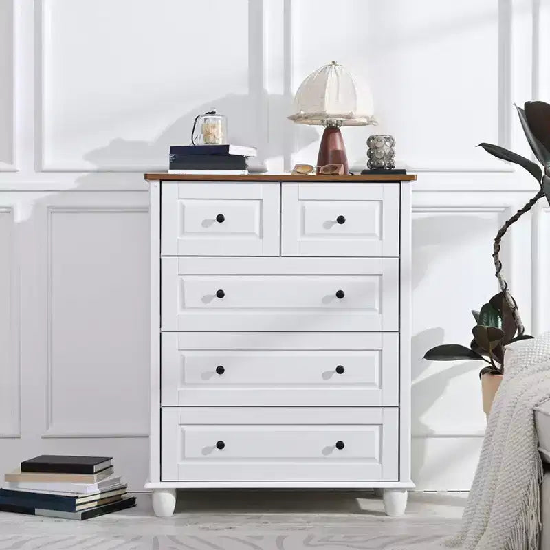 Commode à 5 tiroirs pour chambre à coucher, meuble de rangement en MDF, commode moderne pour salon, couloir, blanc