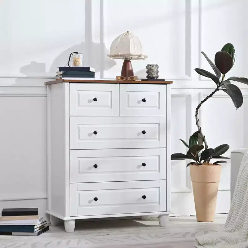 Commode à 5 tiroirs pour chambre à coucher, meuble de rangement en MDF, commode moderne pour salon, couloir, blanc