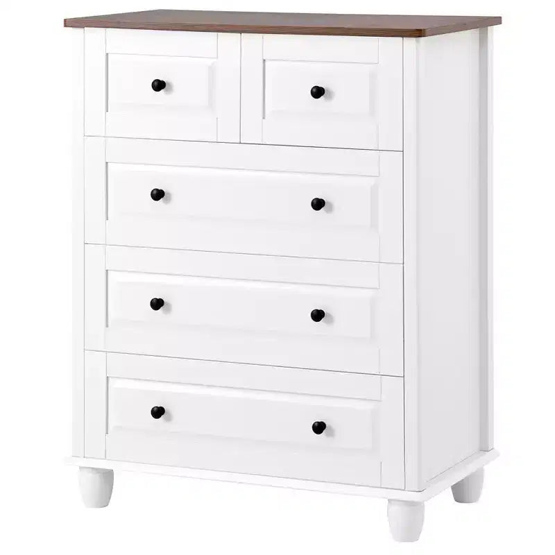 Commode à 5 tiroirs pour chambre à coucher, meuble de rangement en MDF, commode moderne pour salon, couloir, blanc
