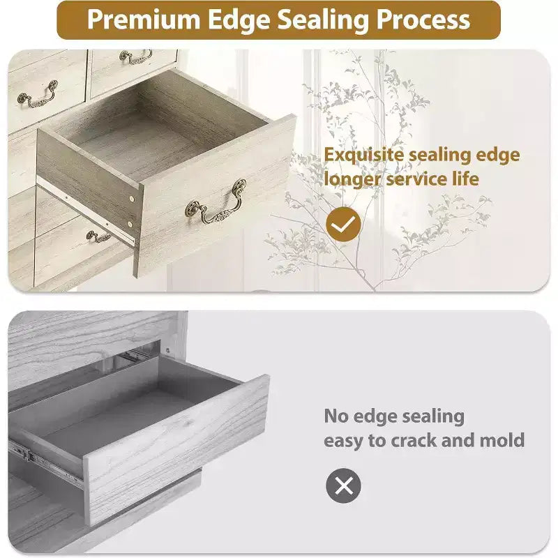Commode de ferme à 9 tiroirs avec poignées en métal, Organisateur de rangement rétro pour chambre, salon, entrée
