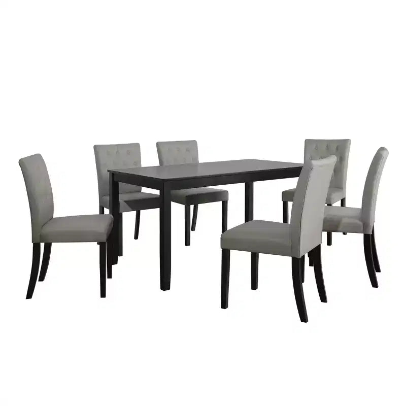 Ensemble de salle à manger 7 pièces ChaletPosh avec chaises de salle à manger avec housse en lin