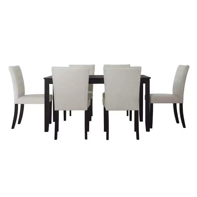 Ensemble de salle à manger 7 pièces ChaletPosh avec chaises de salle à manger avec housse en lin