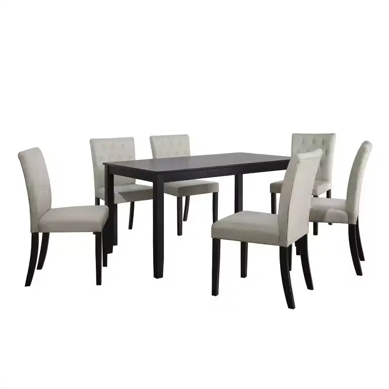 Ensemble de salle à manger 7 pièces ChaletPosh avec chaises de salle à manger avec housse en lin