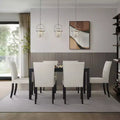 ChaletPosh 7 Pieces Dining Set with Linen Cover Dining Chair