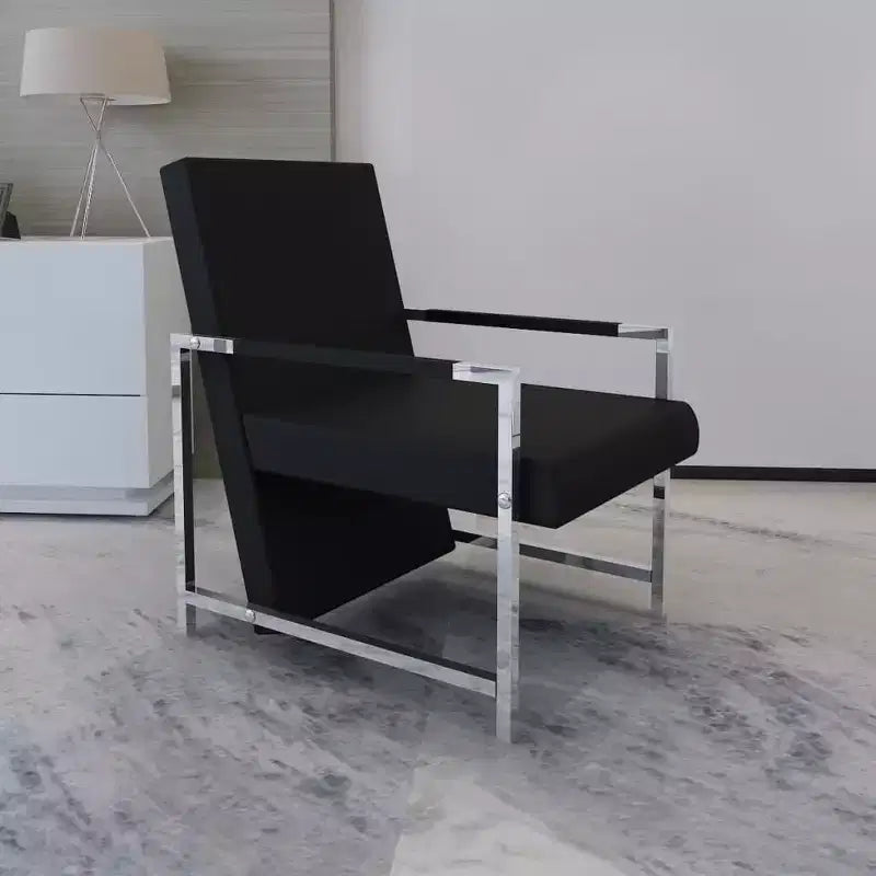 Fauteuil Cube en Simili Cuir Noir