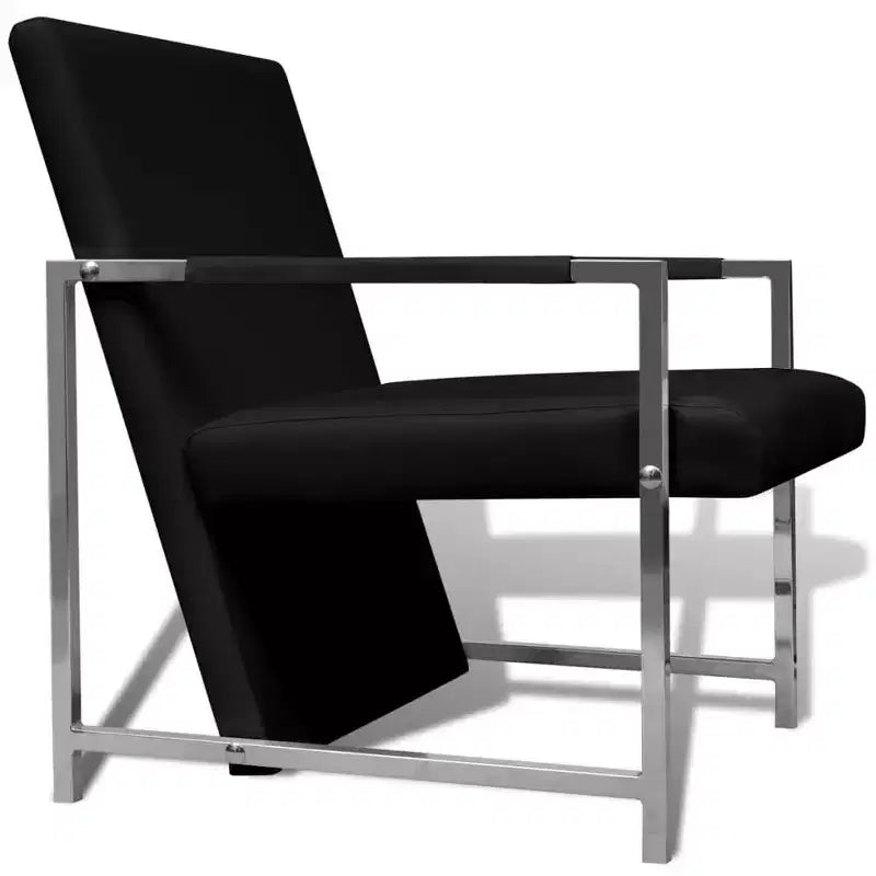 Fauteuil Cube en Simili Cuir Noir