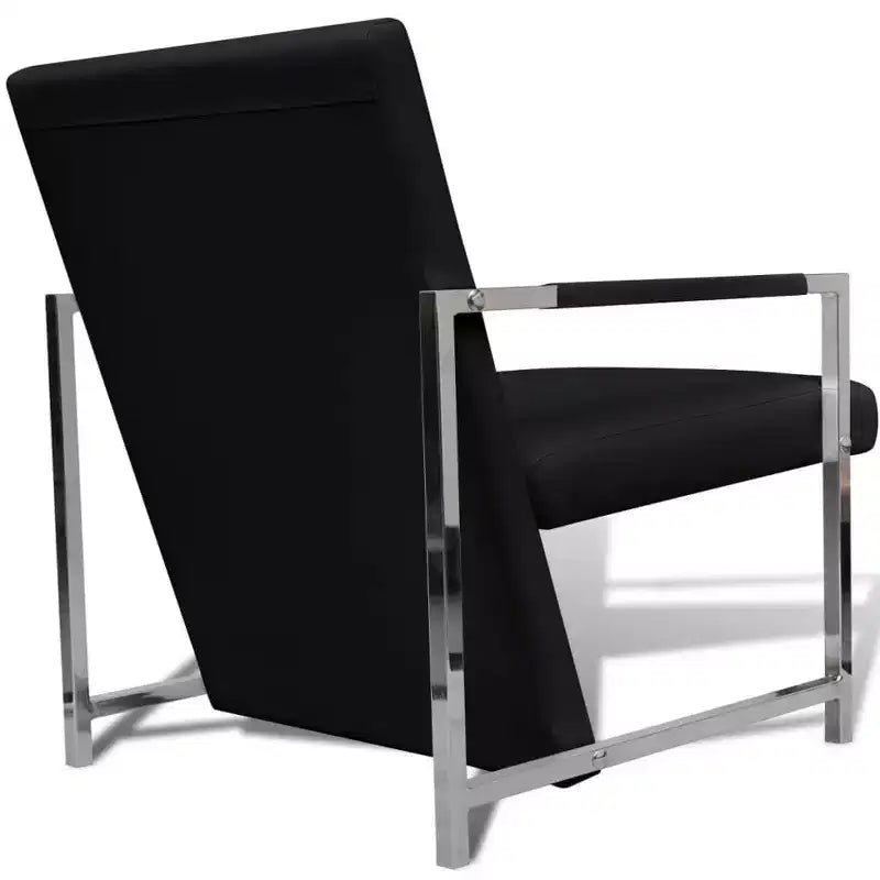 Fauteuil Cube en Simili Cuir Noir