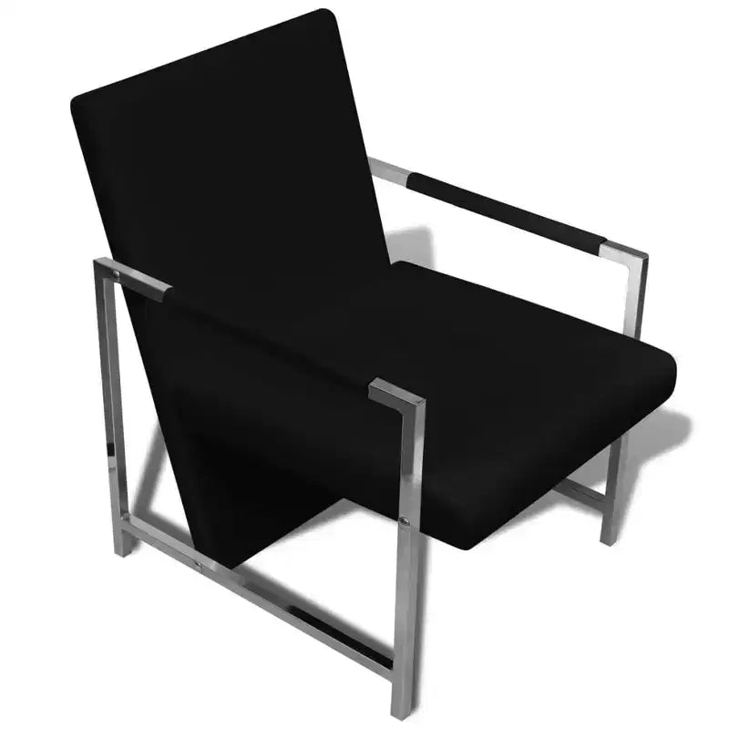 Fauteuil Cube en Simili Cuir Noir
