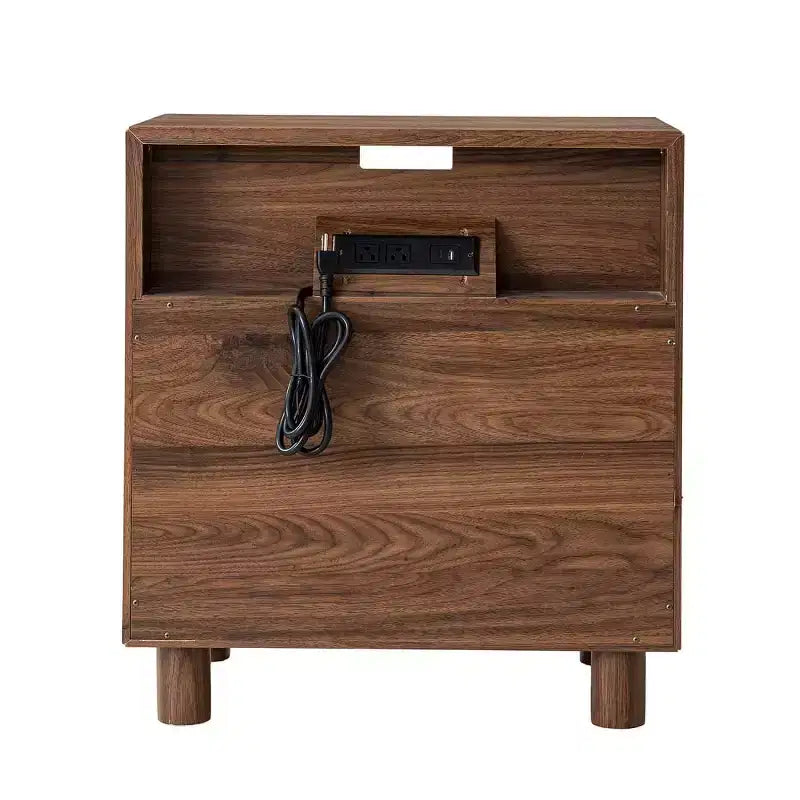 Table de chevet du milieu du siècle avec station de charge et 2 tiroirs