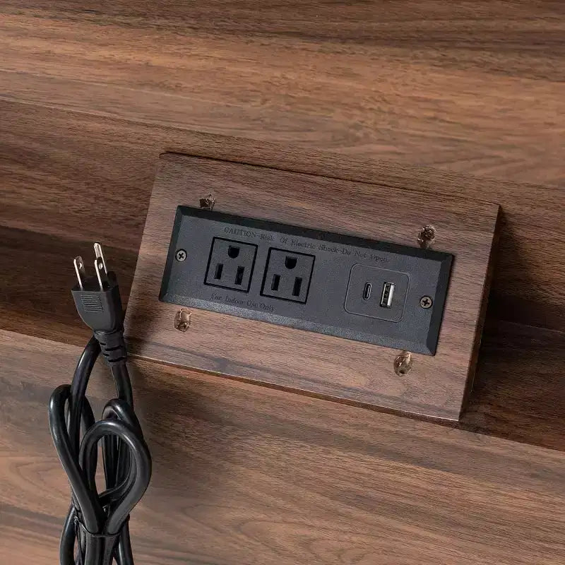Table de chevet du milieu du siècle avec station de charge et 2 tiroirs