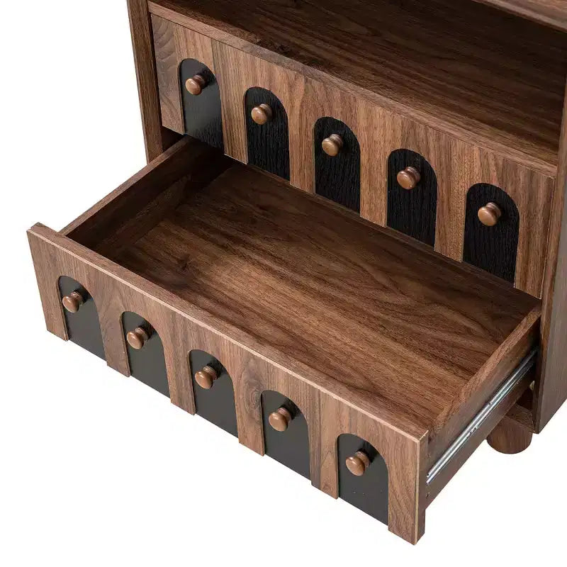 Table de chevet du milieu du siècle avec station de charge et 2 tiroirs