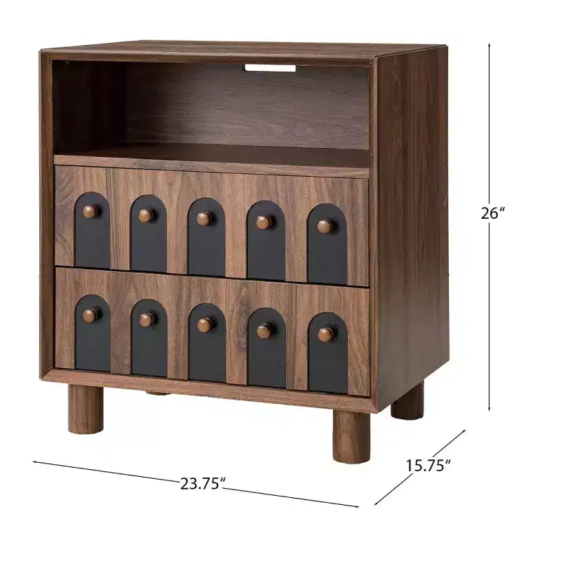 Table de chevet du milieu du siècle avec station de charge et 2 tiroirs