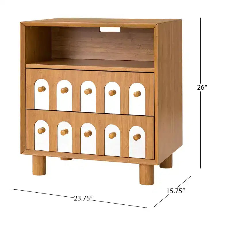 Table de chevet du milieu du siècle avec station de charge et 2 tiroirs