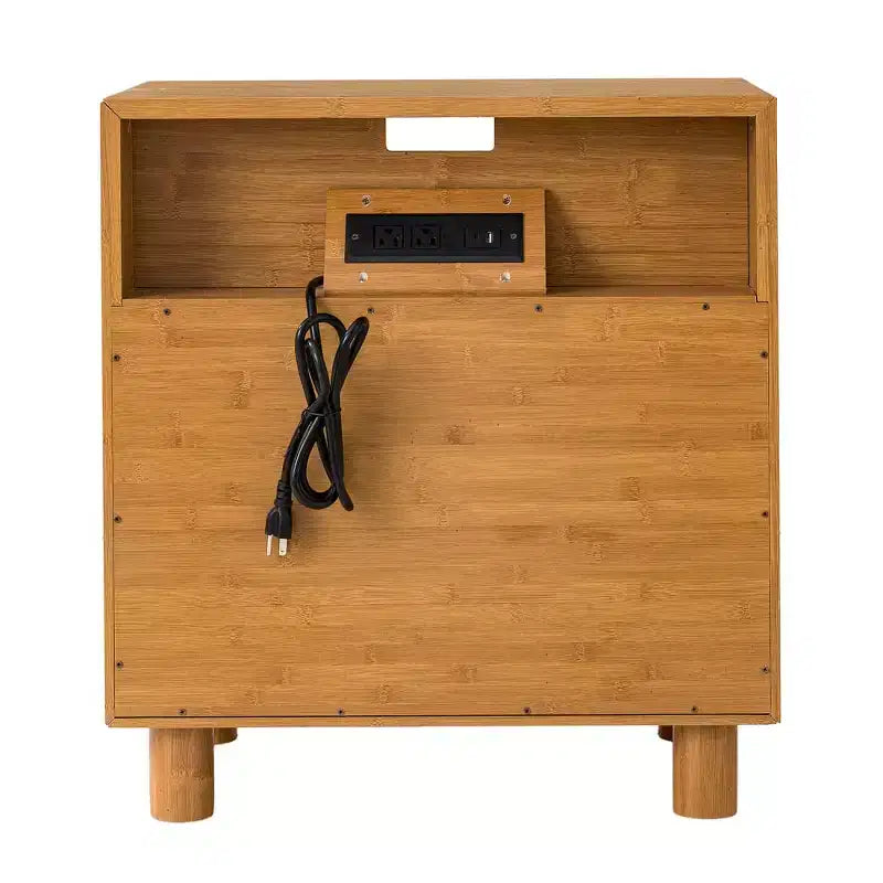 Table de chevet du milieu du siècle avec station de charge et 2 tiroirs