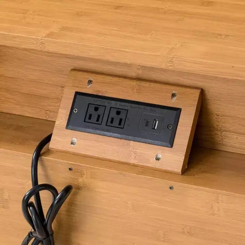 Table de chevet du milieu du siècle avec station de charge et 2 tiroirs