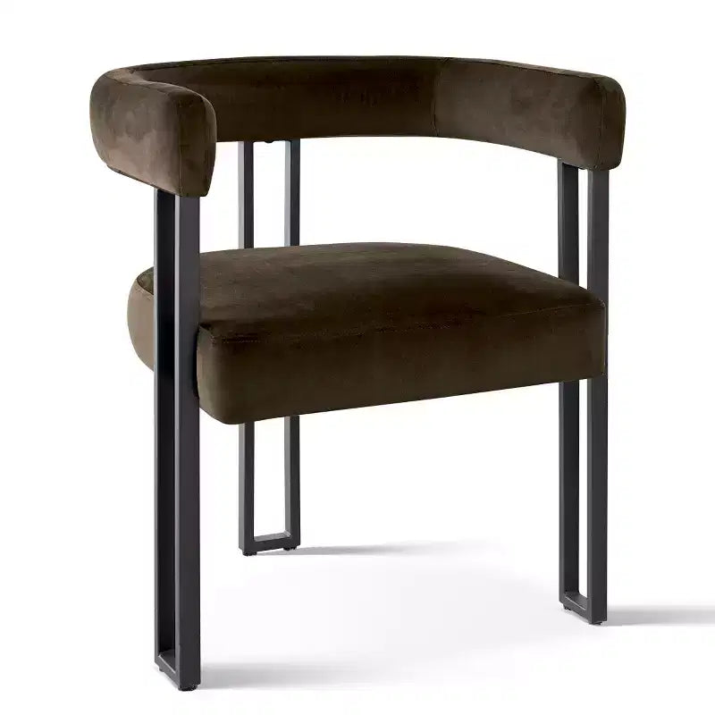 Ensemble de salle à manger 7 pièces avec chaises en velours, table ovale noire moderne et fauteuils rembourrés avec pieds en métal pour salle à manger - Panipeachy