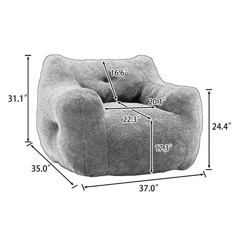 Pouf géant avec accoudoirs, canapé-pouf Teddy avec mousse haute densité, fauteuils de sol pour adultes, canapé-pouf pour salon