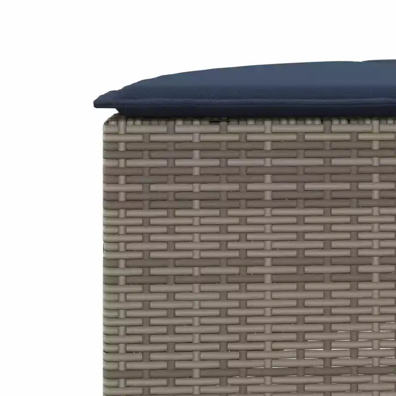 vidaXL Salon de jardin - 3 pièces semi-circulaire - Mobilier de jardin en résine tressée gris durable avec coussins bleu marine et table en verre trempé