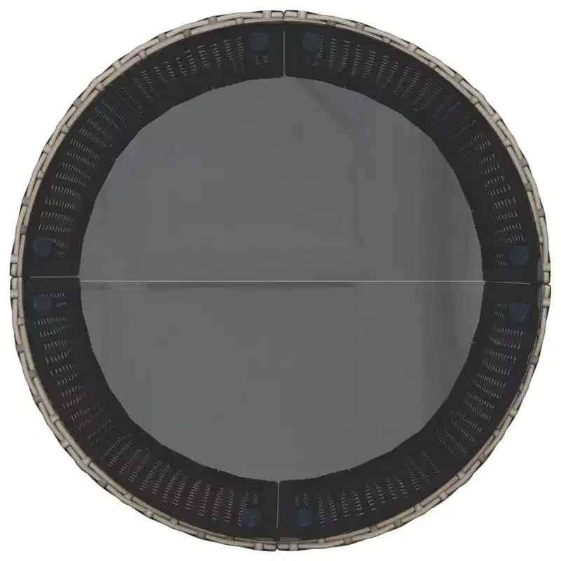 vidaXL Salon de jardin - 3 pièces semi-circulaire - Mobilier de jardin en résine tressée gris durable avec coussins bleu marine et table en verre trempé