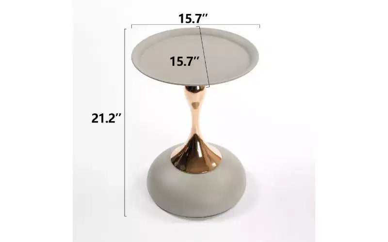 Table d'appoint ronde avec piédestal queue de sirène, petite table basse avec plateau en métal antirouille, table d'appoint polyvalente, table d'appoint pour salon