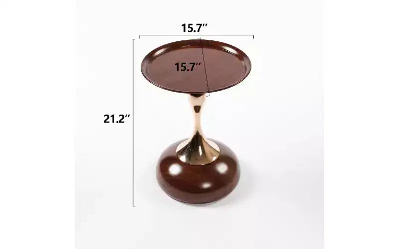 Table d'appoint ronde avec piédestal queue de sirène, petite table basse avec plateau en métal antirouille, table d'appoint polyvalente, table d'appoint pour salon