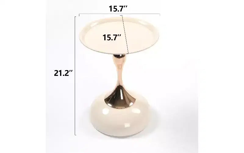 Table d'appoint ronde avec piédestal queue de sirène, petite table basse avec plateau en métal antirouille, table d'appoint polyvalente, table d'appoint pour salon